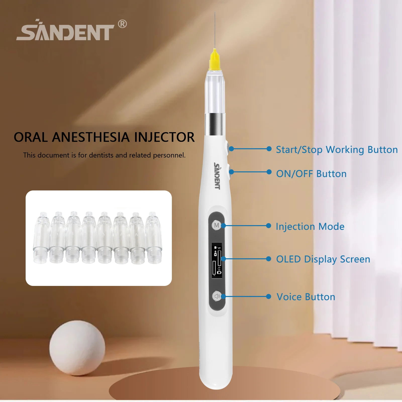 

SANDENT Dental Painless Oral Local Anesthesia Delivery Device Anesthesia Injector Pen LCD Dentist Lab Equipment