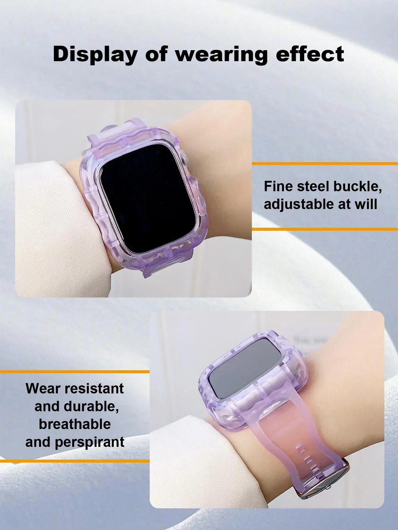 Transparent Resin Strap for Apple Watch Band 38mm 40mm 42mm 44mm 45mm Sports Silicone Watch Band for IWatch SE/8/7/6/5/4/3/2/1