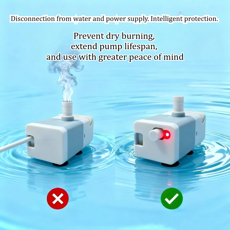 U Home Ultra-Silent Small Submersible Pump for Fountain and Rock Pool Water Circulation Bottom-Suction Pump