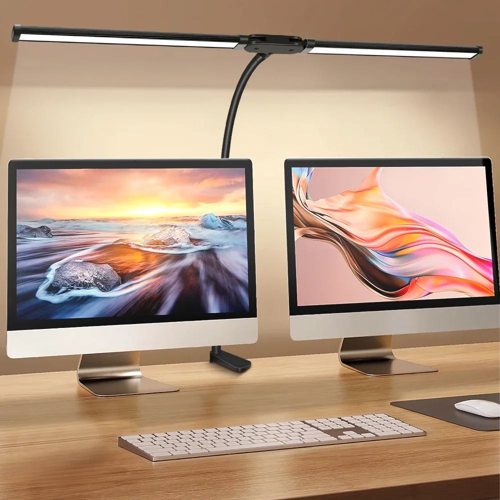 

Led Desk Lamp for Office Home Desk Light , Eye Caring Architect lamp with Clamp,Dual Screen Computer Monitor Smart Table Light