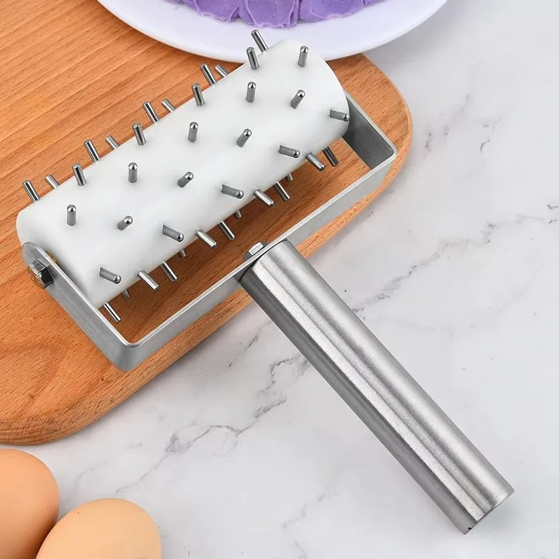 Pizza Dough Tools Stainless Steel Dough Docker Pizza Cake Pie Homemade Baking Metal Handle