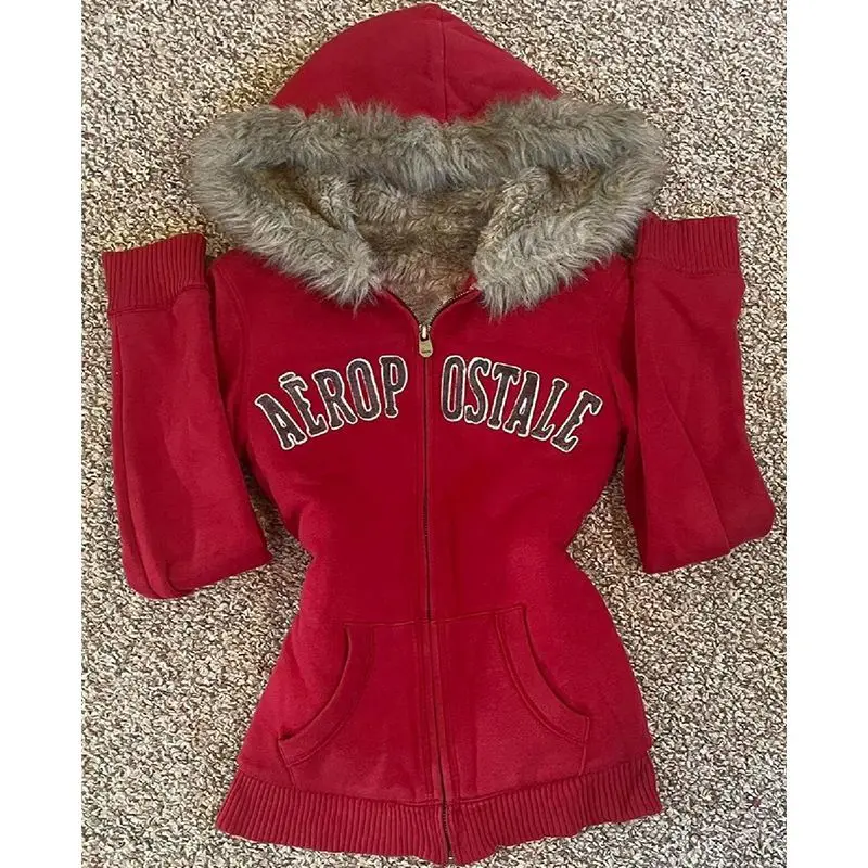 Kpop Hip HopHoodie 2025 Winter New Women Clothing Y2k Punk Streetwear Letter Slim Tops Sweatshirts Aesthetic Hoodies Kawaii Top