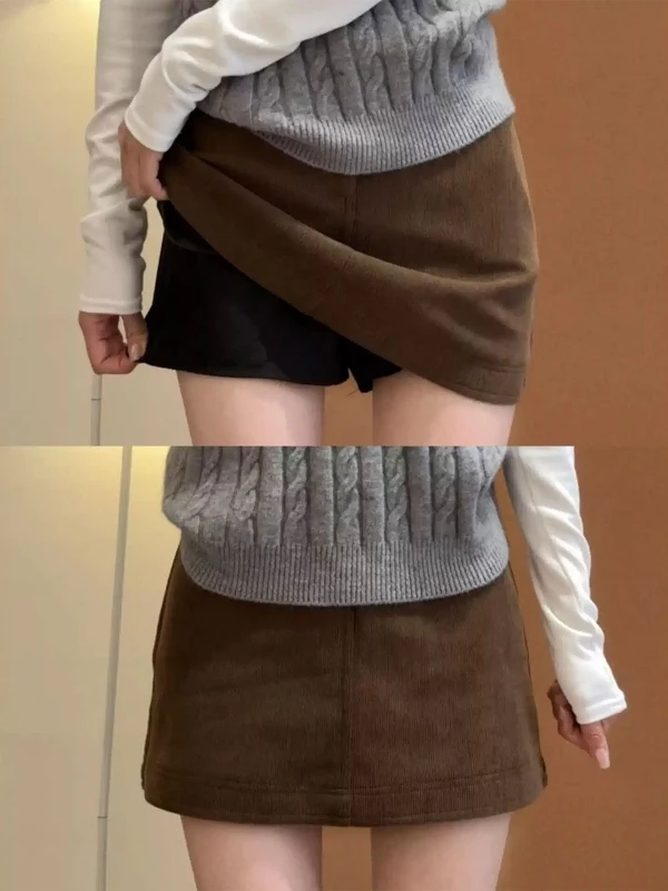 

Карамельная вельветовая юбка женская весна-осень 2026, новая, с завышенной талией, облегающая, в корейском стиле, средней длины