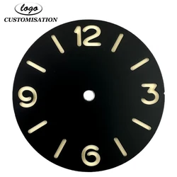 Esfera luminosa verde con logotipo personalizable, 38,5mm, para ETA 6497, 6498, movimientos de reloj, accesorios