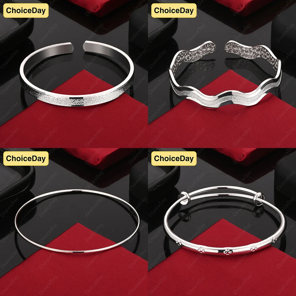 

ChoiceDay 925 Sterling Silver Simple Ripple Bracelet Women Jewelry Engagement Accessories Gift