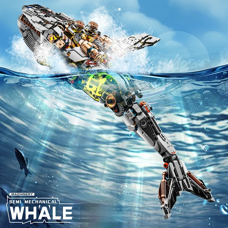 

1388PCS building blocks mechanical whale shark set, adult children's toys, office home decorations, mammal model building toys