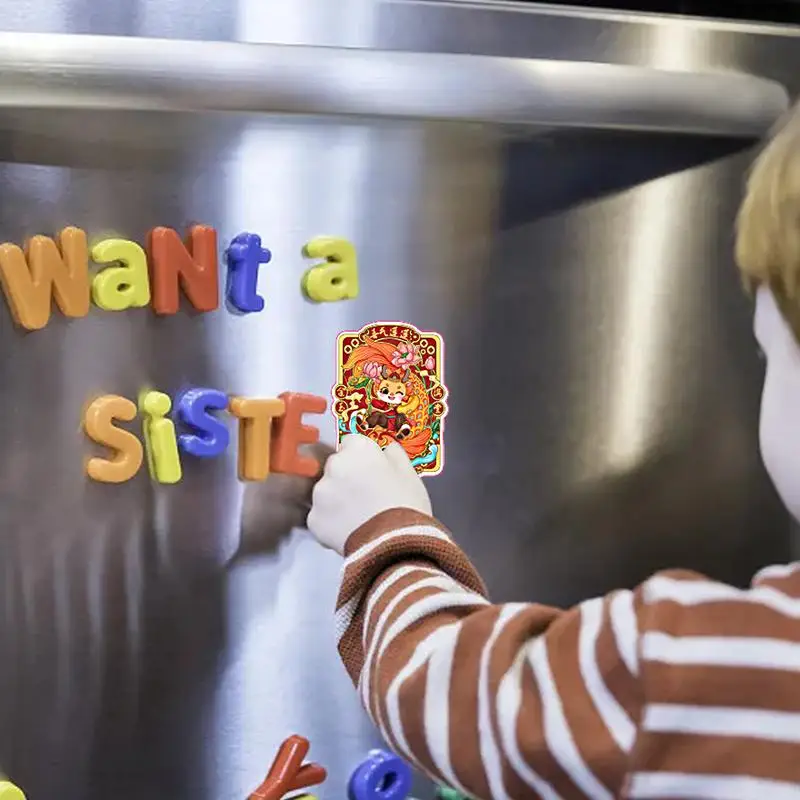 Chinese Style Refrigerator Magnet Chinese New Year Festive Cartoon Cute Creative Refrigerator Magnet Home Decor