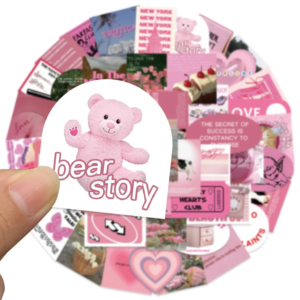 56Pcs Pink Ins style Graffiti Stickers: Decorate Suitcase, books，Waterproof for Multiple Occasions Stickers Gifts