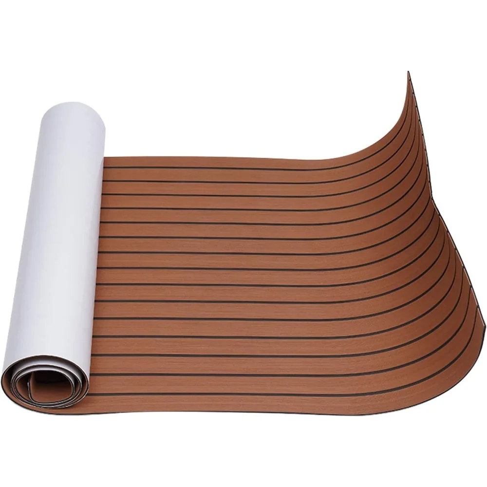 Teak Wood Boat Flooring Rug Non-Slip Self-Adhesive Marine Mat for Boat Decks Motorhomes Swimming Docks 269 x 89 cm