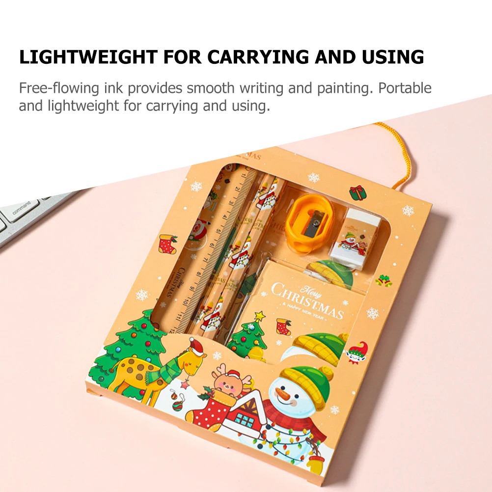 

Stationery Gift Set Christmas Style Pens For Students Smooth Writing Portable Pencil Set Office Supplies Art Tools Festival