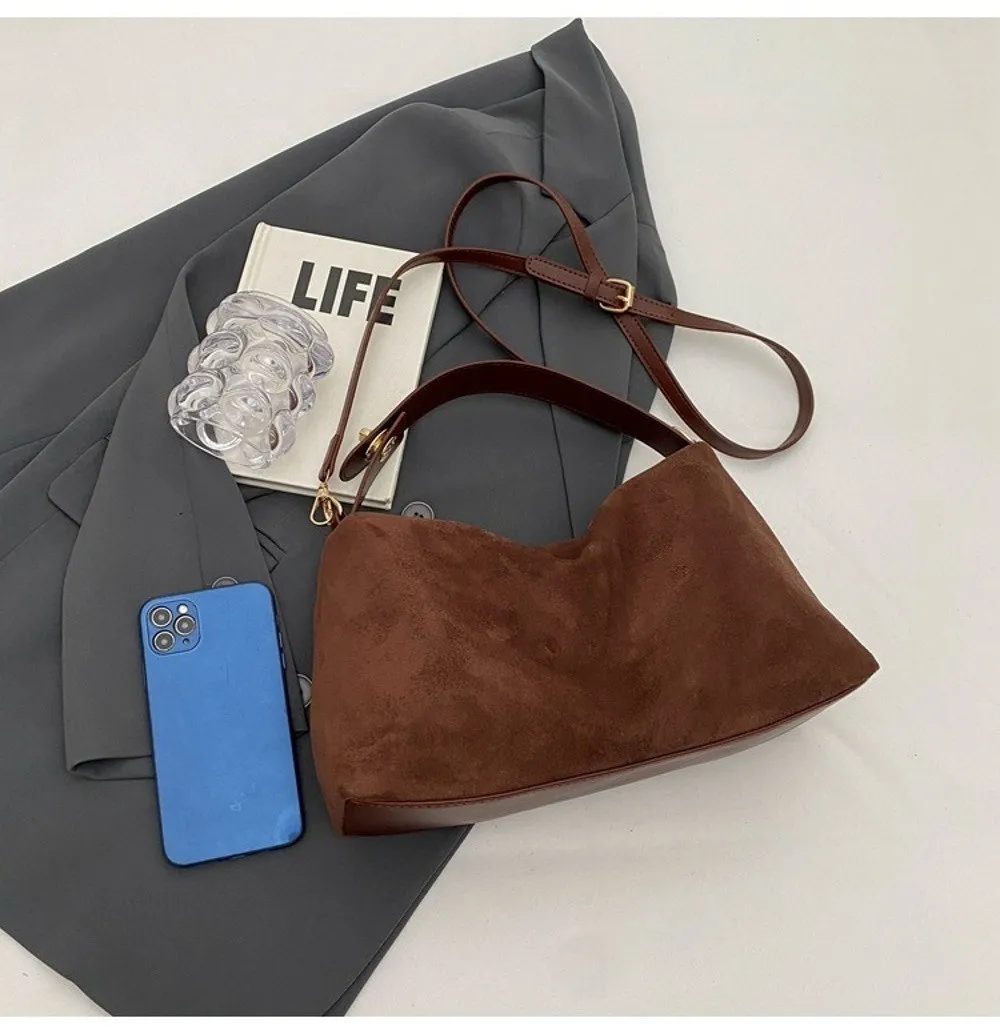 Neue einfarbige Unterarmtasche mit großem Fassungsvermögen, PU-Leder, Umhängetasche, Crossbody-Tasche für Damen – Detail 6