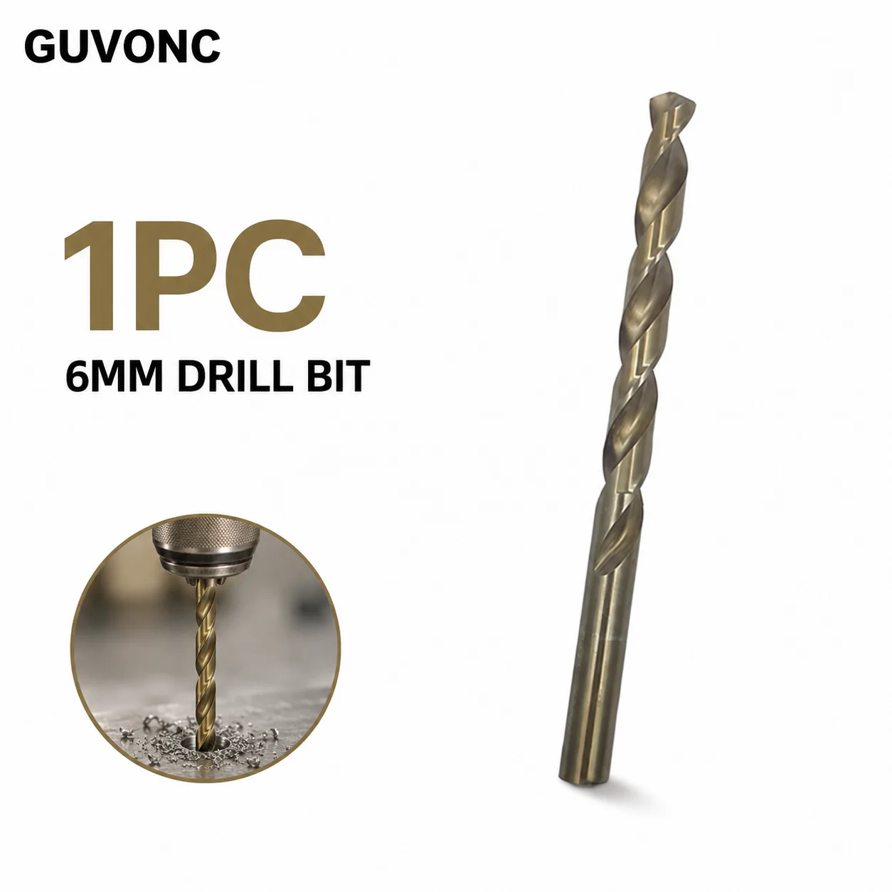 HSS Twist Drill Bit 6mm High Hardness Sharp Tip Straight Shank Bit for Wood, Plastic & Soft Metal Drilling