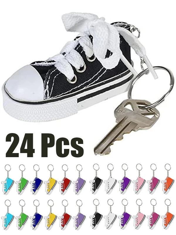 24 Llaveros de Lona con Forma de Zapatilla Mini, Multicolor, Accesorios para Fiestas, para Mochila, Cartera, Bolso