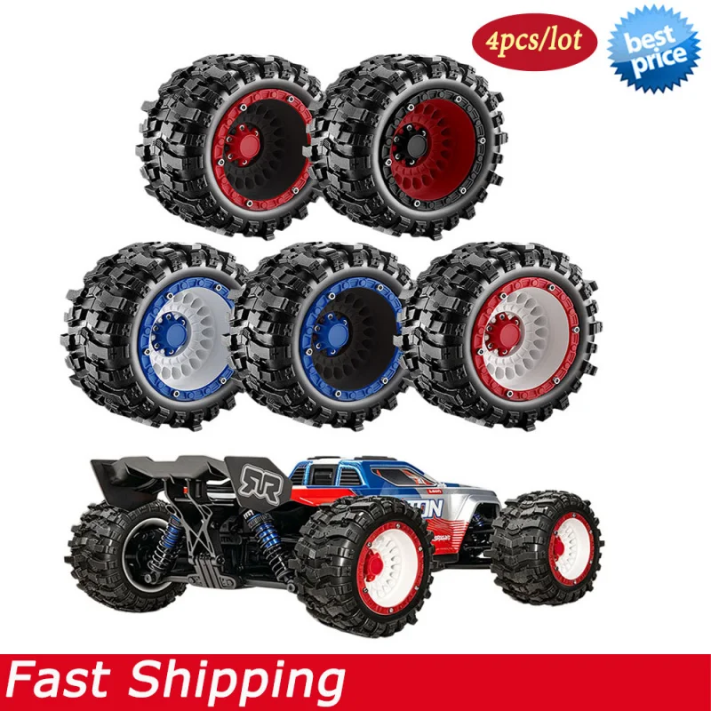 4PCS RC Off-Road Tires Wheels for 1/14 1/16 Traxxas Summit E-Revo Arrma Mini Kraton 3S MJX Hyper Go HBX Haiboxing Upgrade Parts