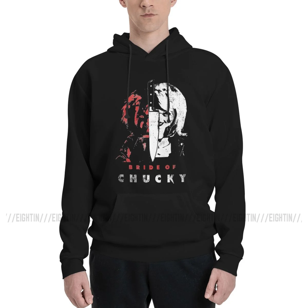 Hipster Hoodie Couple Fleece Sweatshirt Men Bride Of Chucky Split Portrait Pure Cotton Hooded Sweatshirts Black Hoodie Shirt