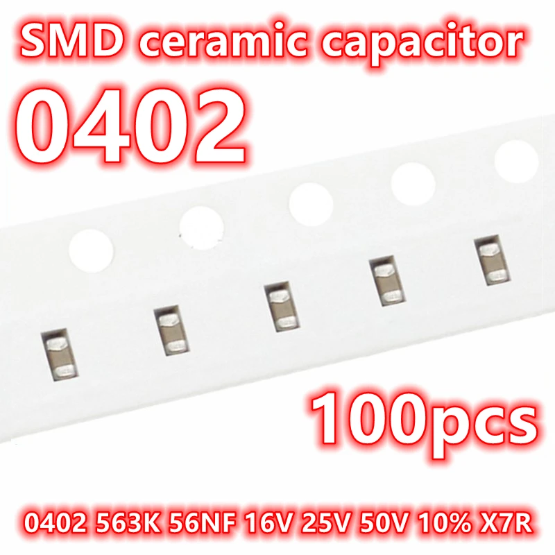 (100 шт.) оригинальный 0402 563K 56NF 16V 25V 50V 10% X7R SMD керамический конденсатор IC 1005