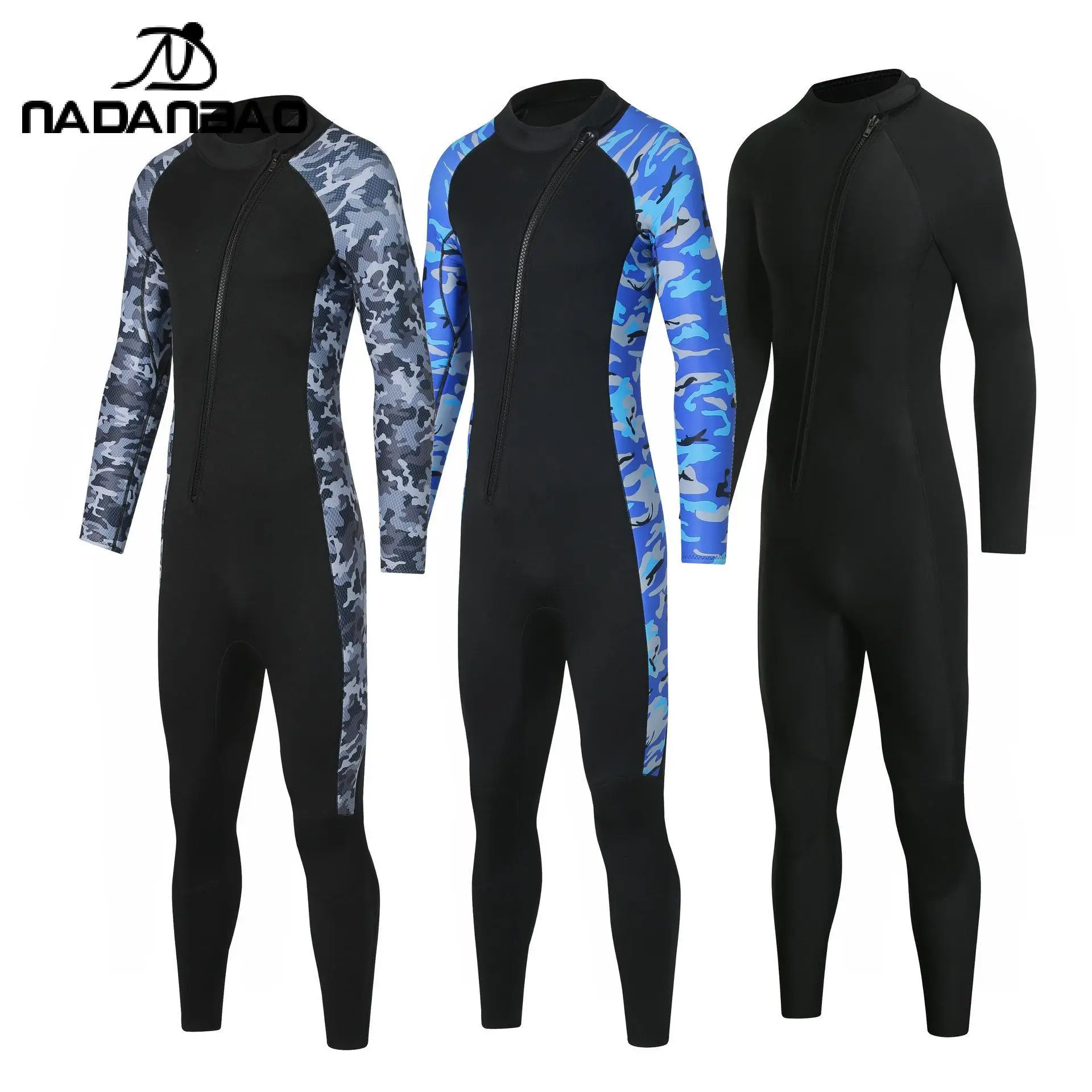 Nadanbao One Piece Wetsuit Swimsuit Men Fashion Warm Swimming Surfing Beachwear Sun Protection Swimwear Snorkeling Paddle Board