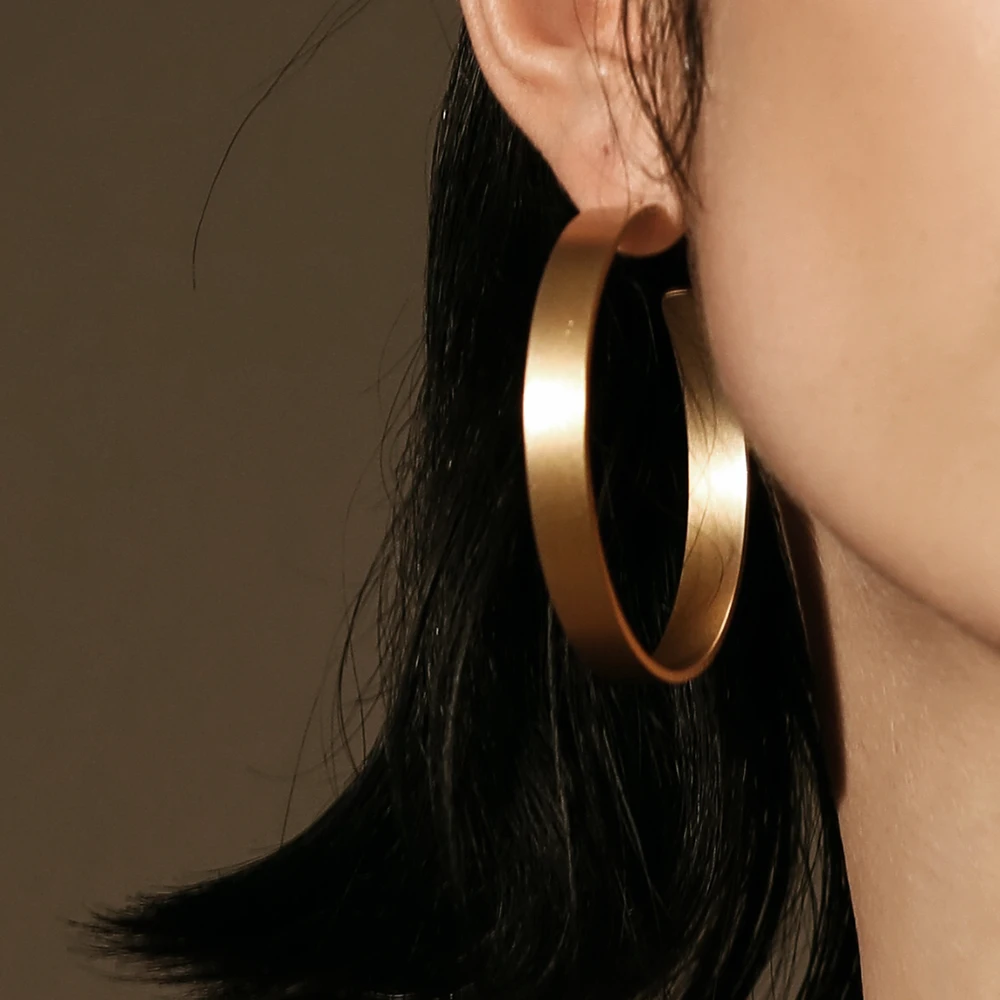 Enfashion Vintage Big Hoop Earrings Matte Gold color Earings Stainless Steel Circle Earrings For Women Jewelry Wholesale 171026