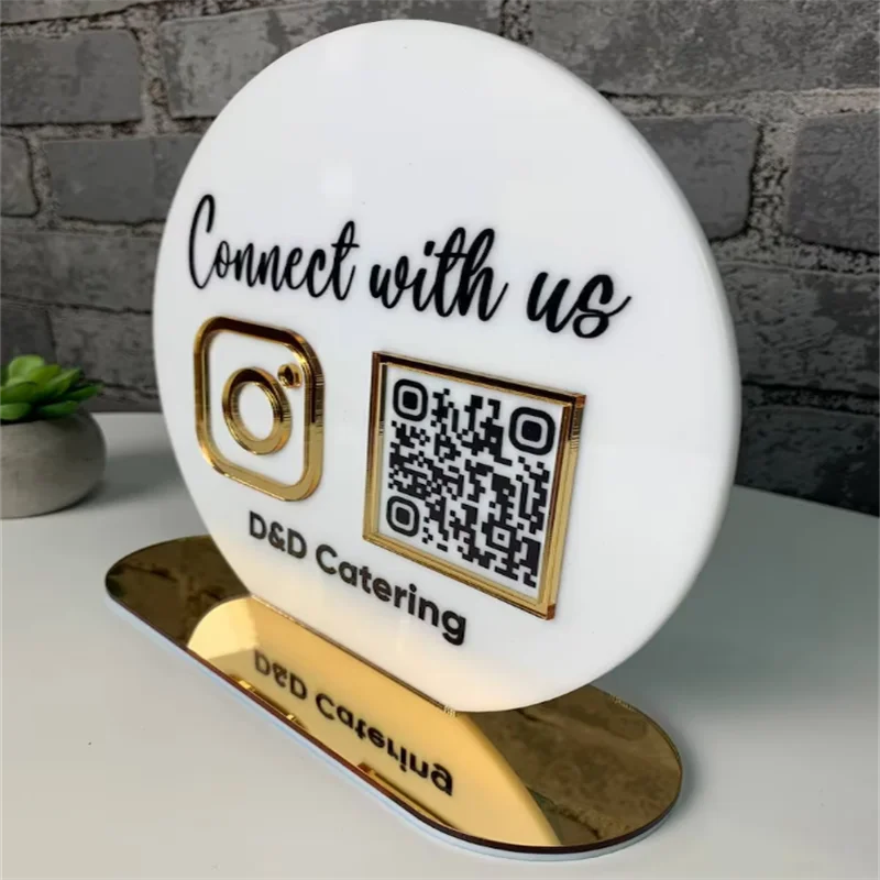 Custom Beauty Signs Circular Business Social Media QR Code Sign Instagram sign Facebook Sign