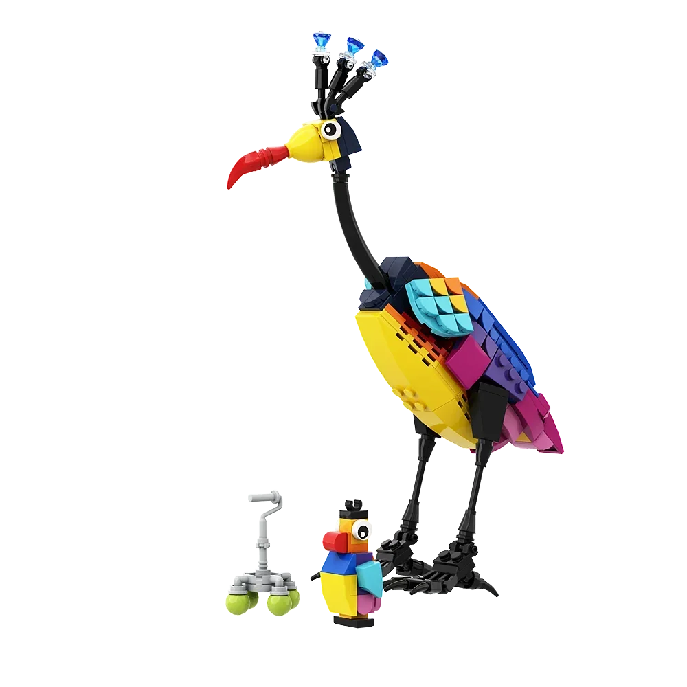 Gobricks MOC Film classici upss Kevins Animale Uccello volante Set di blocchi di costruzione Colorato uccello gigante Personaggio d'azione Giocattolo per bambini in mattoni