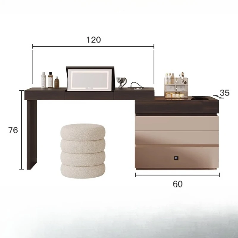 oo-Glass Top Computer Dressing Table Jewellery Gadget Fashionable Makeup Dressing Table Stool Modern Penteadeiras Rome Furniture