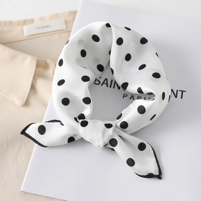 Small Kerchief Silk Feeling Hair Scarf Women Foulard Neck Wrap 50cm Square Soft Bandana Leopard Print Lady Head Band Scarves Tie