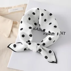 Small Kerchief Silk Feeling Hair Scarf Women Foulard Neck Wrap 50cm Square Soft Bandana Leopard Print Lady Head Band Scarves Tie