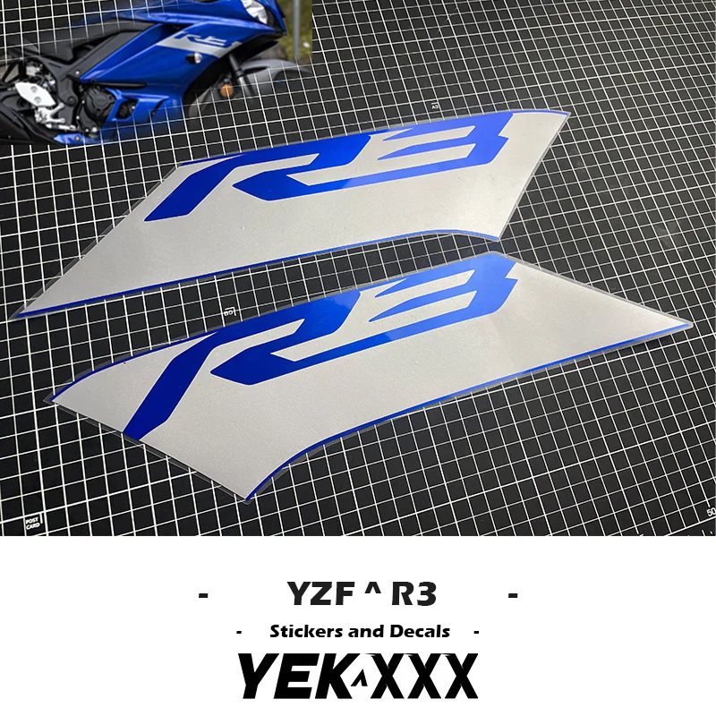 R3 OEM Customized Replica Motorcycle Shell Stickers and Decals Blue and Silver Matching Design For YAMAHA YZF-R3 YZFR3