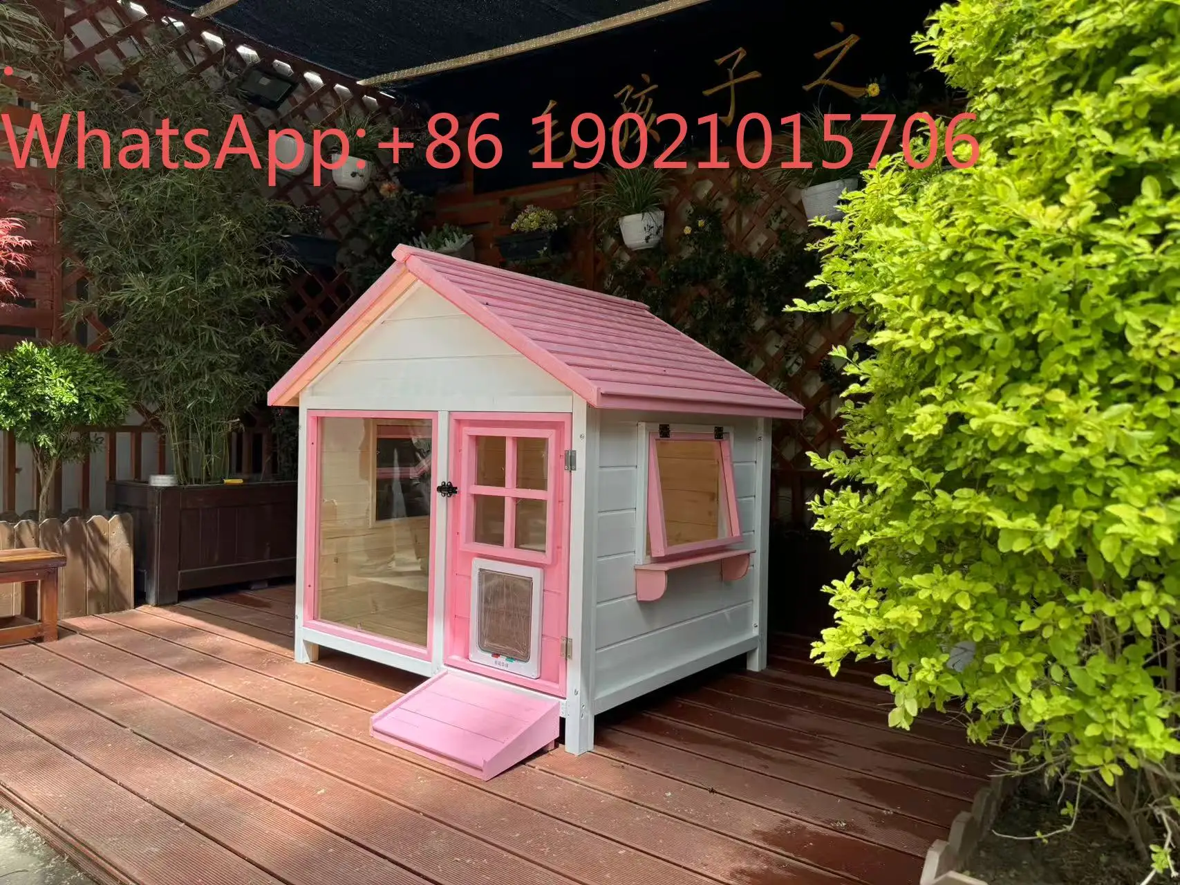 HJ outdoor solid wood rainproof cat's nest dog house solid wood pet villa windproof, warm, anti-corrosion and moisture-proof
