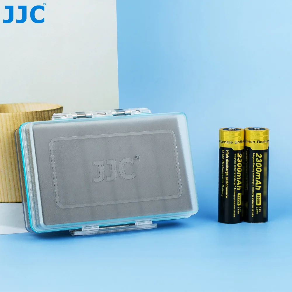 JJC 18650 Battery Storage Case Water Splash Resistant Battery Holder Box Organizer for 6 18650 Lithium Rechargeable Batteries