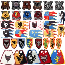 MOC Medieval Building Blocks Castle Knight Figures Flag Armor Cloak Ancient Holy Rome Soldier Accessories Bricks Toys Kids Gift