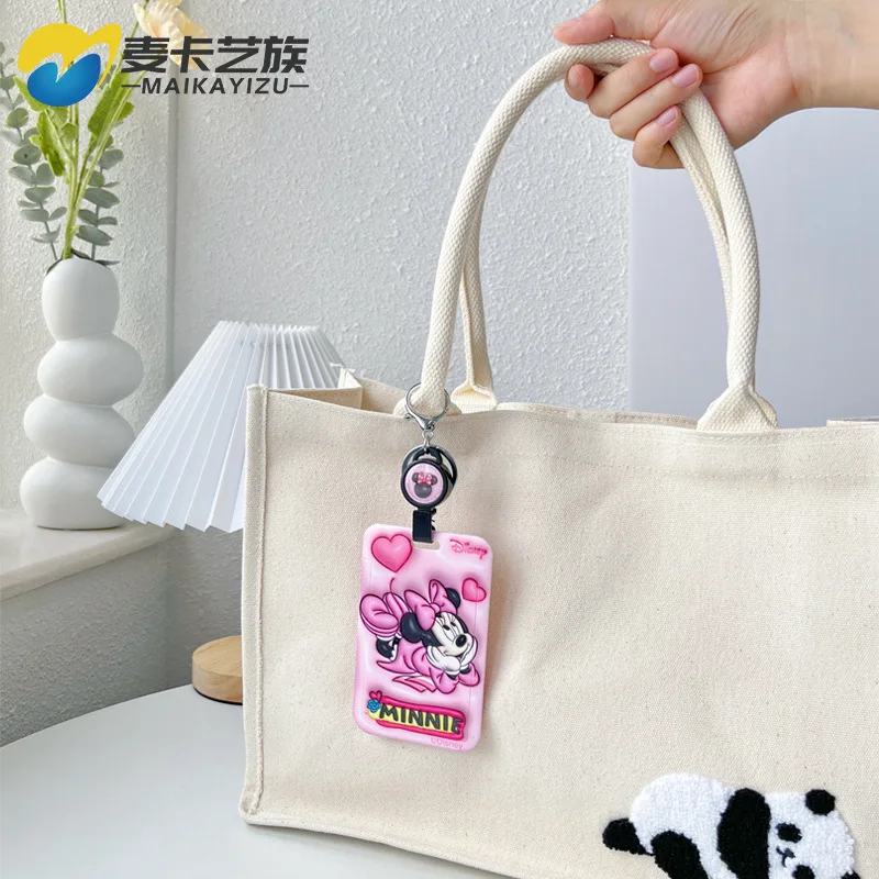 حامل بطاقة Kawaii Disney Mickey Mouse لبطاقة هوية الطالب وحامل بطاقة الوصول في الحرم الجامعي هدية لطيفة للفتيات #4