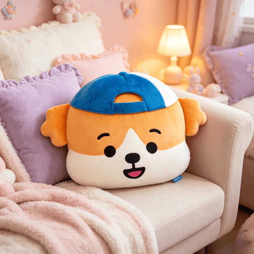 EN Cute Idol Big Head Plush Pillow, Soft Stuffed Cushion For Sofa Bedroom Car Home Decor, Holiday Birthday Gift For Teens Best F