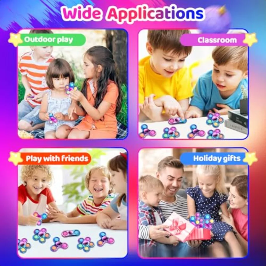 FIGROL 3-pack Pop Fidget Spinners voor feestartikelenHand Fidget Bulkspeelgoed voor klaslokaal Terugkeer Prijsensorisch Fidget-speelgoed voor tieners B