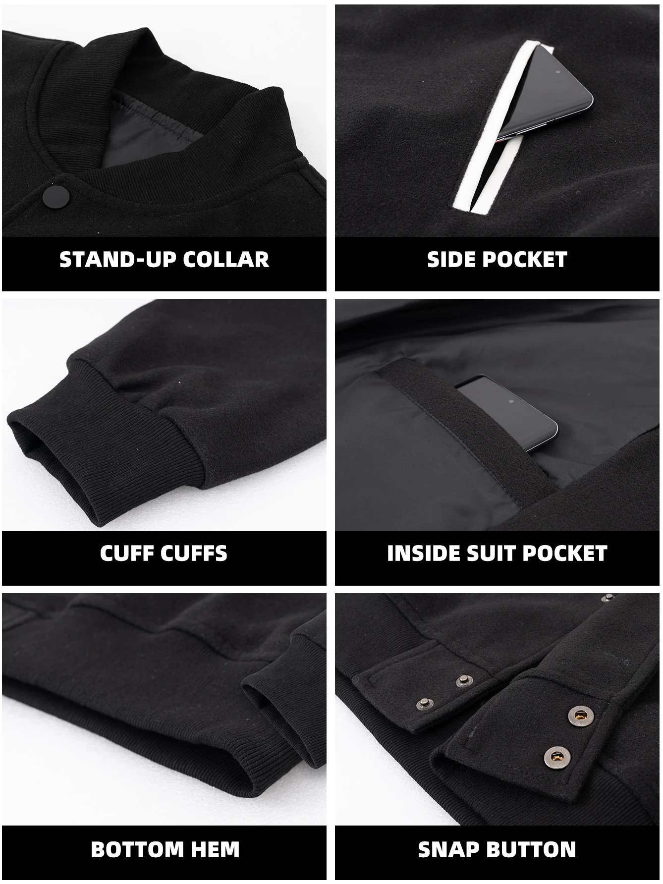 Men's Baseball Varsity Bomber Jacket - Light Luxury Fashion Versatile Spring & Autumn/Winter Soft and Slim Fit New In Jackets