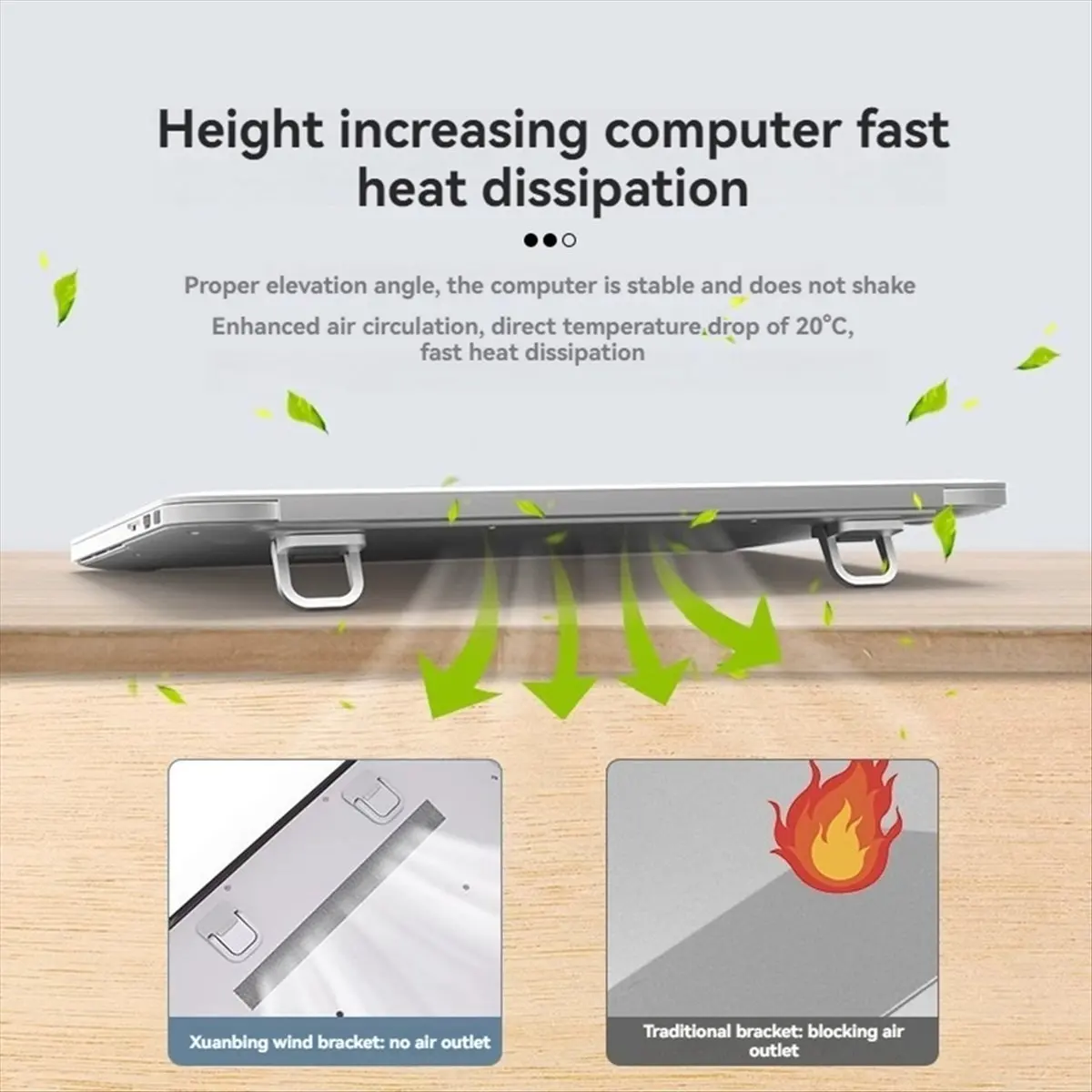 High-quality PC accessories in Stock 2Pcs Portable Laptop Stand Foldable Bracket Invisible Laptop Black