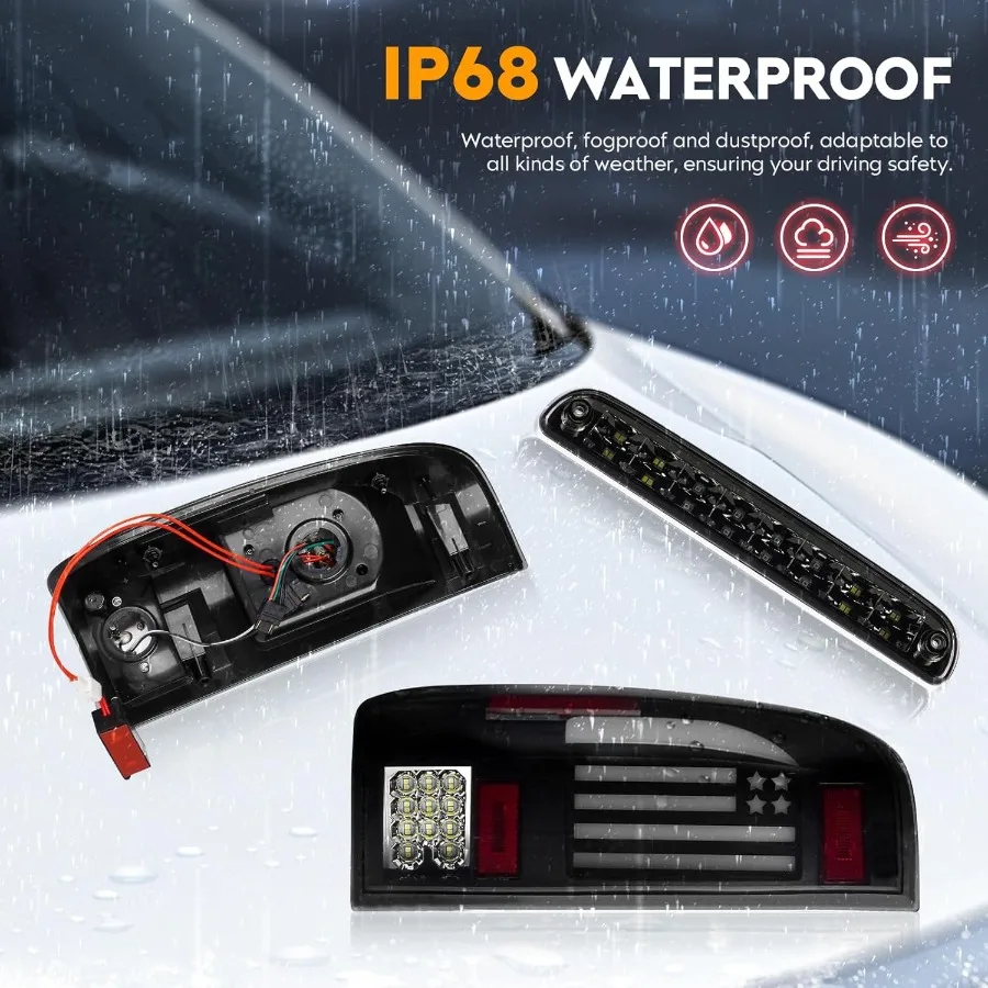 F250 F350 F450 F550 スーパーデューティー 1999-2007用 LEDテールライト（第3ブレーキライトキット付き）リアテールライトとハイマウントストップランプを含む