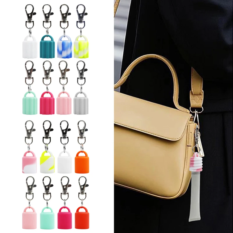 High Quality Practical Silicone Keychain Cap Portable Durable Holder Keychain Compatible For Lip Balm Lipstick Storage Cap