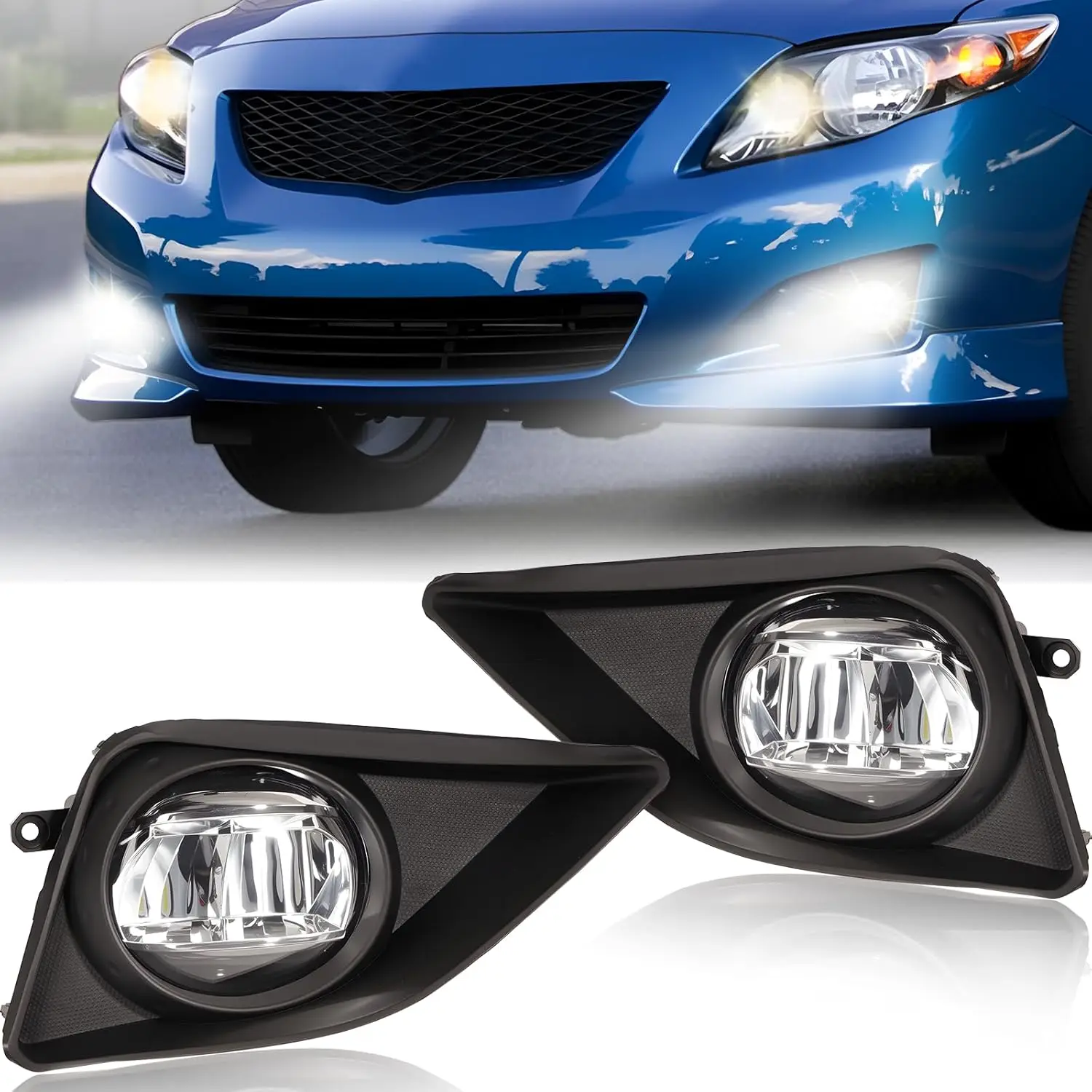 

LED Fog Lights for Toyota Corolla 2008 2009 2010 Front Bumper Driving Fog Lamps Assemblies with Switch and Wiring Harness