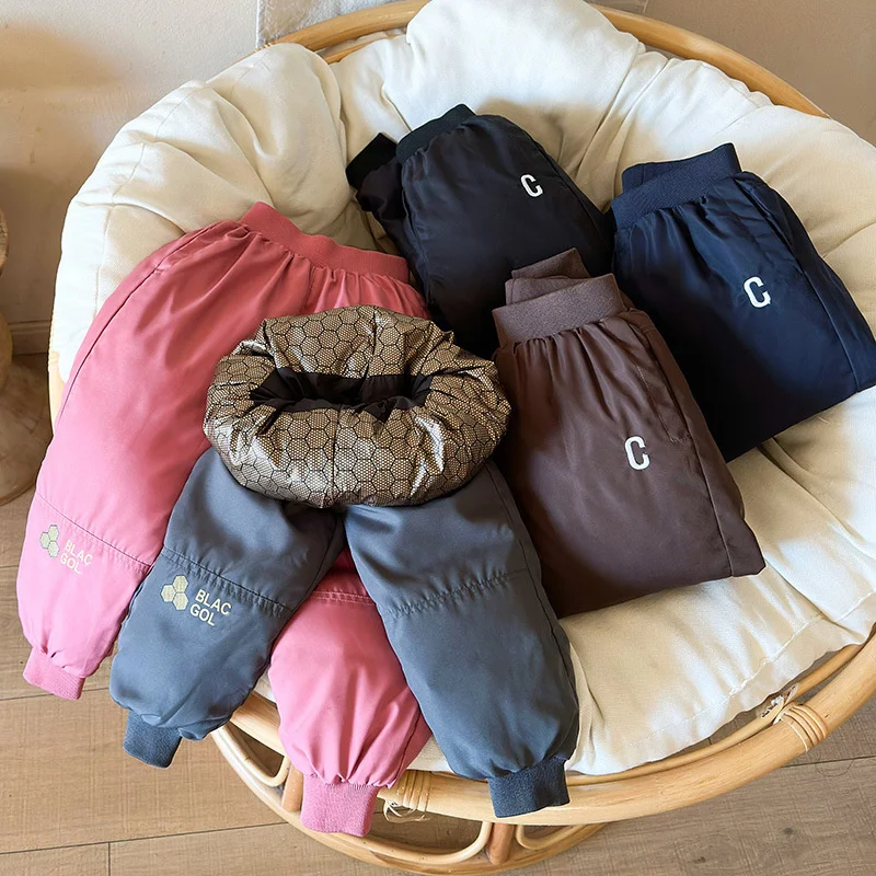 Kinder Daunenhose Jungen Mädchen verdicken Winter warme Hose Teenager Baumwolle Kleidung Kinder winddichte Schnee Jogginghose 3-12 Jahre
