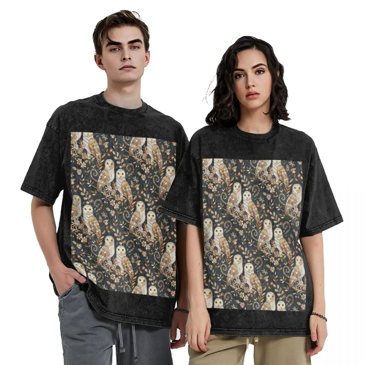 

Wooden Wonderland Barn Owl Collage T-Shirt funny gifts blue archive aesthetic clothes shirts graphic tees anime shirts men
