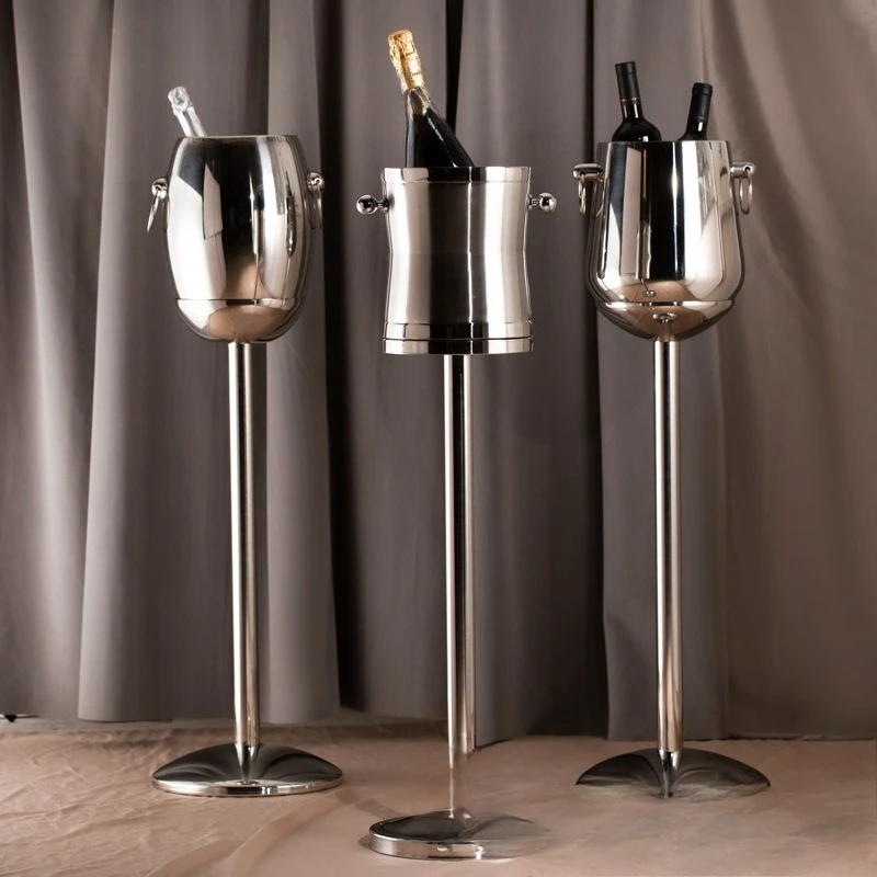 High-end double-layer champagne bucket set, floor-standing ice bucket, home use red wine ice bucket, bar hotel, ice wine vessel
