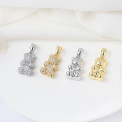 Brass Gummy Bear Pendant With Bail Micro Pave Zirconia Animal Bear Charms For Diy Bracelet Necklace Jewelry Making Accessories
