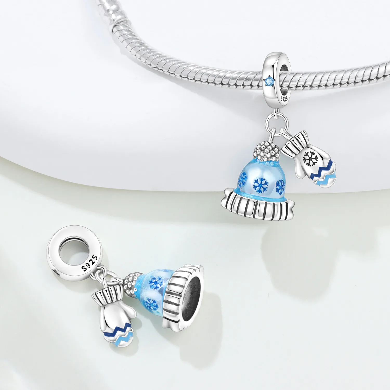 925 Sterling Silber Blaue Glocken-Charm-Perle mit Zirkon-Einlage Weihnachtsanhänger DIY Schmuck für Halskette Armband Party Weihnachtsgeschenk – Detail 21