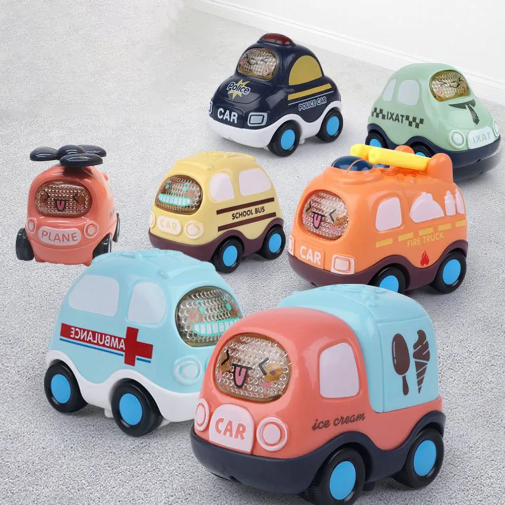 Coche de dibujos animados de 5 uds., diseño móvil de inercia, No requiere coche pequeño duradero para niños, juguete para niños, vehículo no remoto