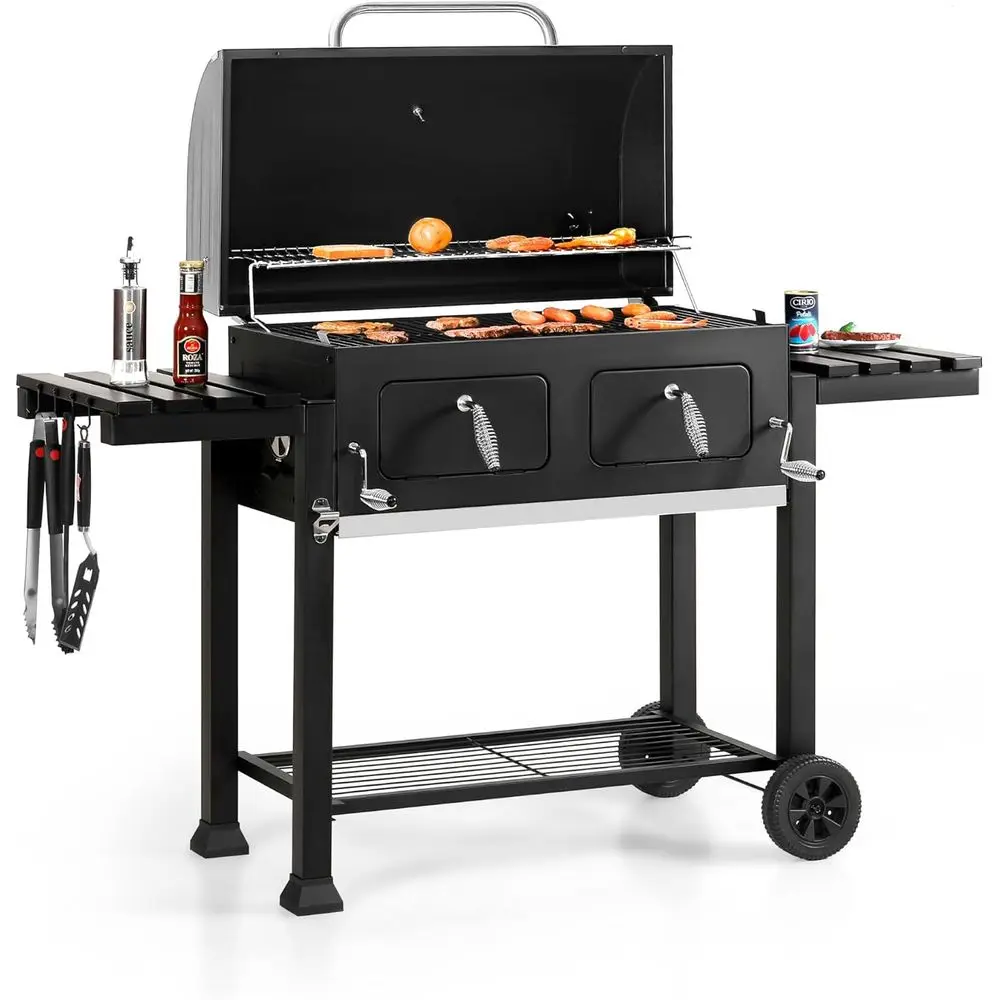 

Extra Large Charcoal BBQ Grills with 794 SQ.IN. Cooking Area, Heavy Duty Outdoor Barbecue Grill with 2 Individual Lifting Charco