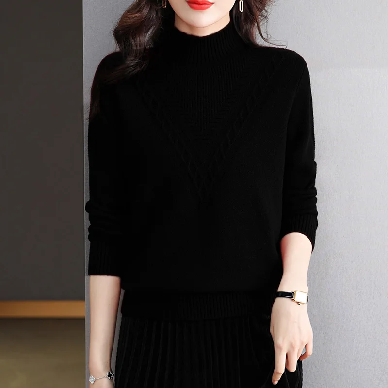 Women's Knitted Sweater f High Collar Autumn Winter New Sle Dongguan Daliang Woolen Weaving Store Front Long Sve