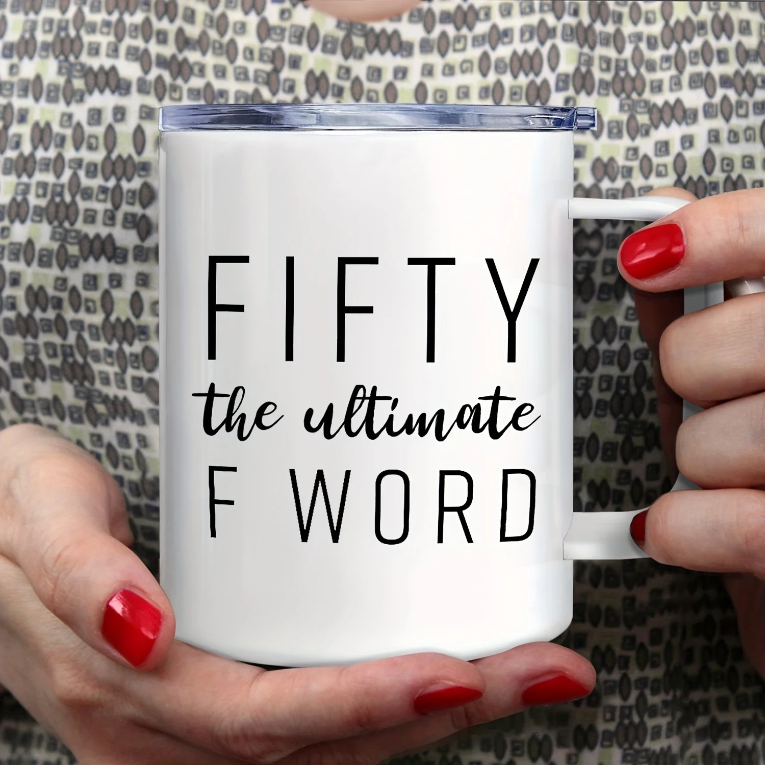 Fifty The Ultimate F Word Mug | 12oz Stainless Steel Travel Mug | 50th Birthday Gift for Women, Mom, Dad, Husband, Wife