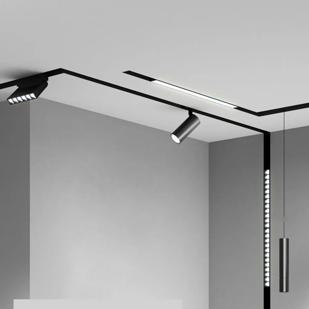 Modern Recessed Magnetic Track Lights Design LED Lamp Magnetic Rail Ceiling System Indoor Track Lighting Spot Rail Spotlights