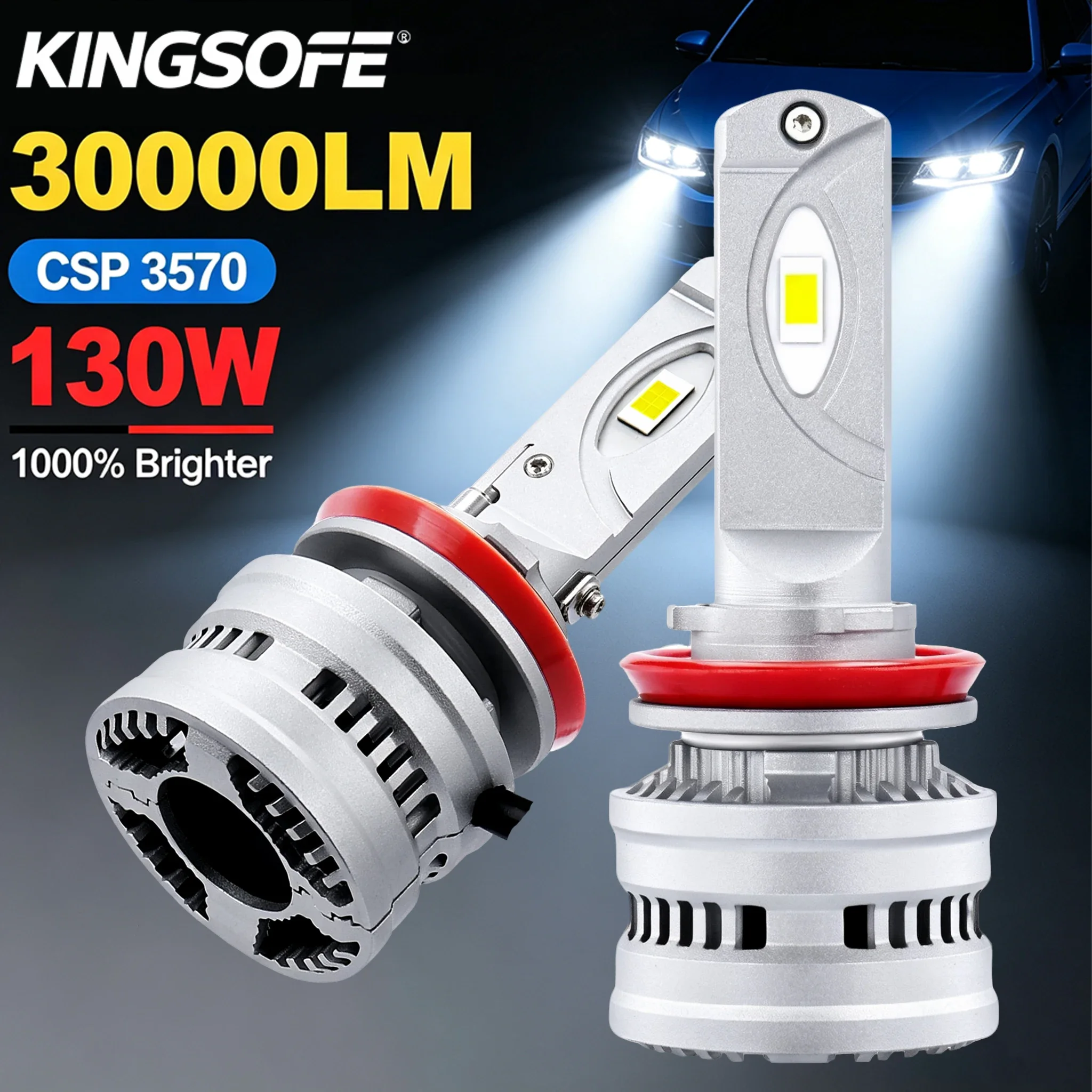 H7 LED Headlight 30000LM Led Canbus Car Lamps H1 H11 H8 H9 9006 HB4 Fog Lamps 6000K Super Bright Car Light With Cooling Fan 12V